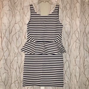 H&M Stripe Peplum Stretch Mini-Dress NWT